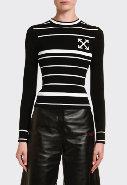 Off-White - Striped Long-Sleeved Chic Sweater