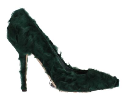 Dolce & Gabbana - Elegant Green Xiangao Fur Leather Pumps