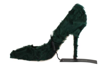 Dolce & Gabbana - Elegant Green Xiangao Fur Leather Pumps