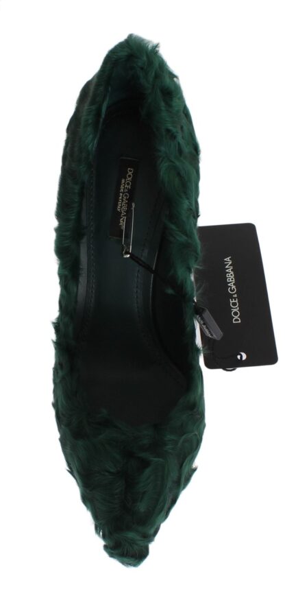 Dolce & Gabbana - Elegant Green Xiangao Fur Leather Pumps