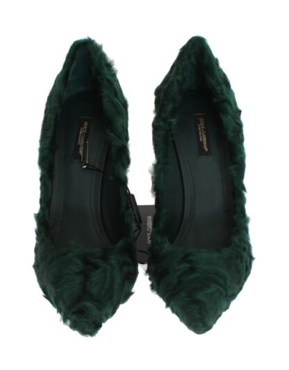 Dolce & Gabbana - Elegant Green Xiangao Fur Leather Pumps