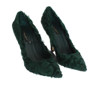 Dolce & Gabbana - Elegant Green Xiangao Fur Leather Pumps