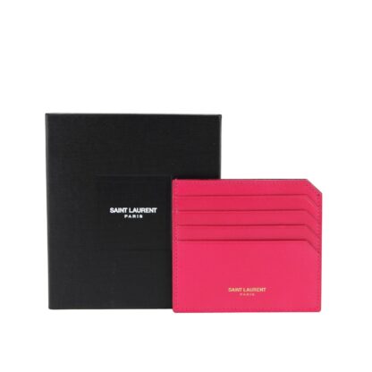 Saint Laurent - Saint Laurent Paris Fuchsia Leather Card Holder