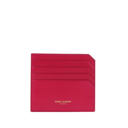 Saint Laurent - Saint Laurent Paris Fuchsia Leather Card Holder