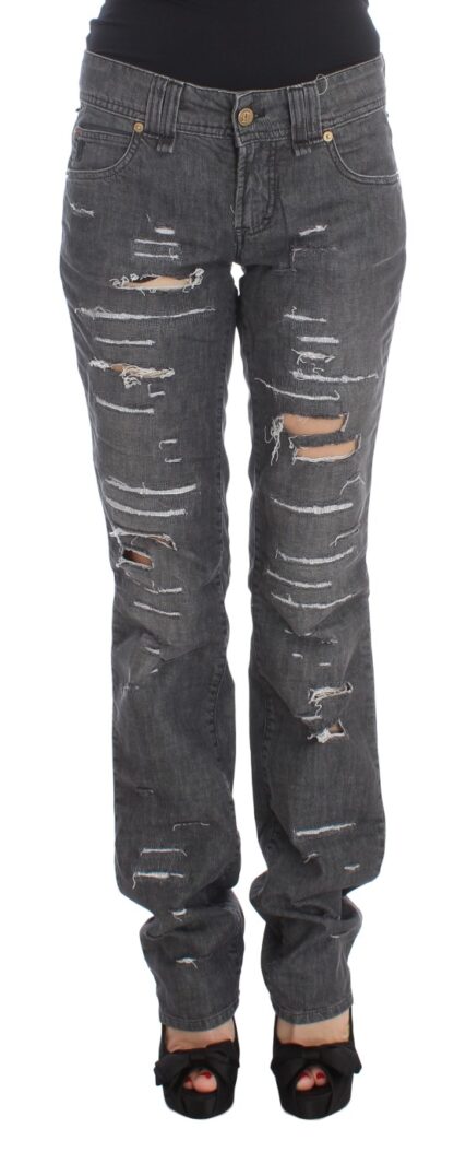 John Galliano - Chic Gray Wash Straight Fit Jeans