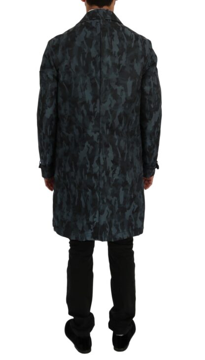 Dolce & Gabbana - Blue Camouflage Trench Coat Elegance