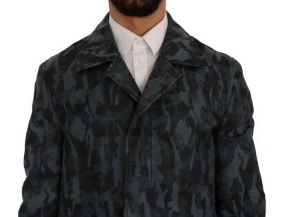 Dolce & Gabbana - Blue Camouflage Trench Coat Elegance