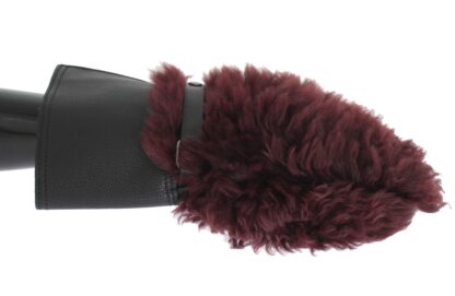 Dolce & Gabbana - Elegant Black & Bordeaux Leather Gloves