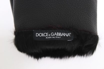 Dolce & Gabbana - Elegant Black & Bordeaux Leather Gloves