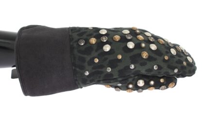 Dolce & Gabbana - Elegant Studded Gray Wool Shearling Gloves