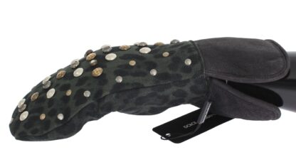 Dolce & Gabbana - Elegant Studded Gray Wool Shearling Gloves