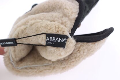 Dolce & Gabbana - Elegant Studded Gray Wool Shearling Gloves