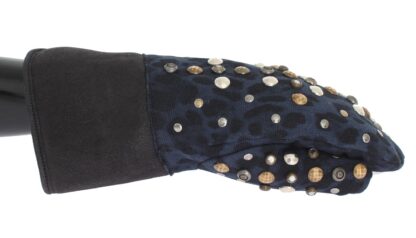 Dolce & Gabbana - Chic Gray Wool & Shearling Gloves with Studded Details