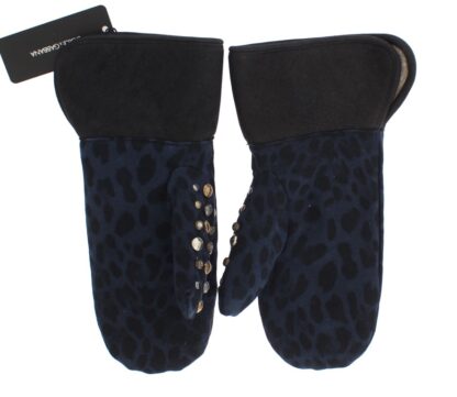 Dolce & Gabbana - Chic Gray Wool & Shearling Gloves with Studded Details