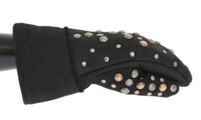 Dolce & Gabbana - Elegant Studded Gray Wool Gloves