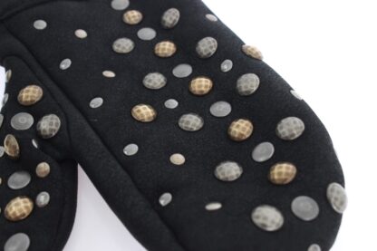 Dolce & Gabbana - Elegant Studded Gray Wool Gloves