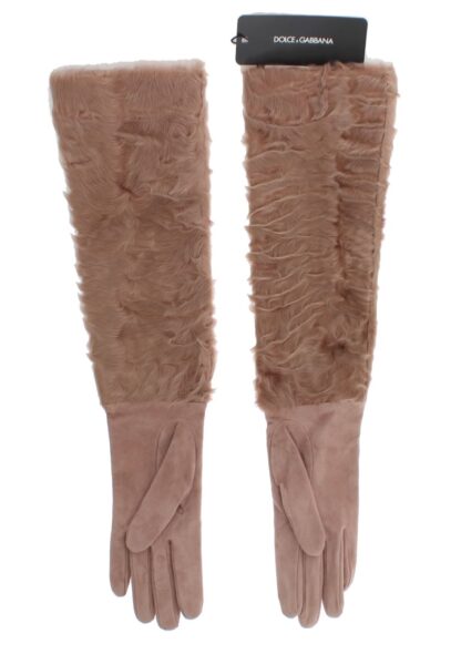 Dolce & Gabbana - Beige Suede Xiangao Fur Elbow Gloves