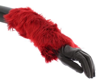 Dolce & Gabbana - Elegant Red Leather Elbow Long Gloves