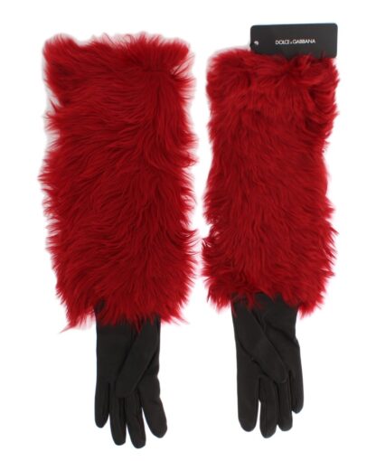 Dolce & Gabbana - Elegant Red Leather Elbow Long Gloves