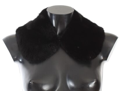 Dolce & Gabbana - Elegant Black Mink Fur Shoulder Wrap Scarf