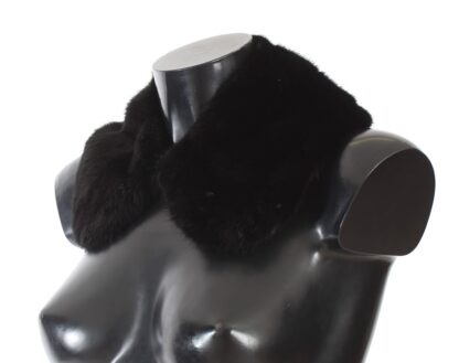 Dolce & Gabbana - Elegant Black Mink Fur Shoulder Wrap Scarf