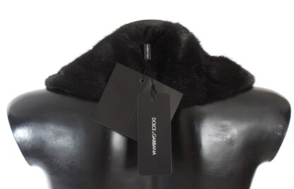 Dolce & Gabbana - Elegant Black Mink Fur Shoulder Wrap Scarf