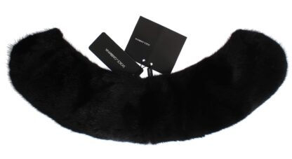 Dolce & Gabbana - Elegant Black Mink Fur Shoulder Wrap Scarf