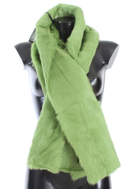 Dolce & Gabbana - Elegant Green Fur Shoulder Wrap Scarf