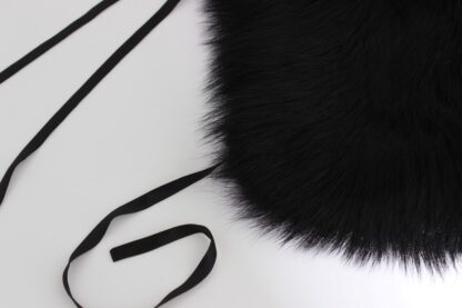 Dolce & Gabbana - Elegant Black Fox Fur Silk Shoulder Wrap