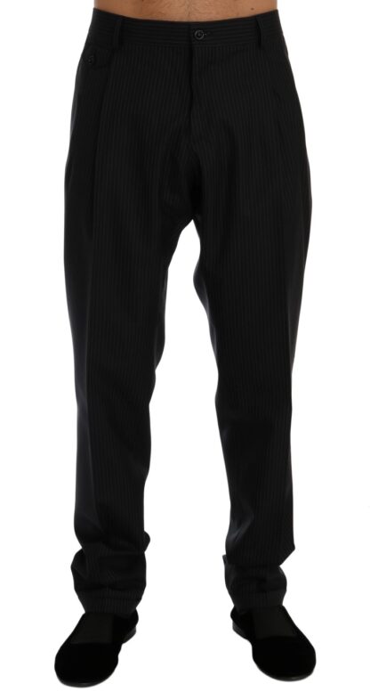 Dolce & Gabbana - Elegant Straight Fit Blue Striped Trousers