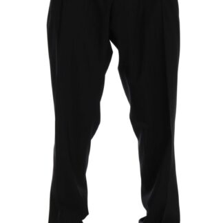 Dolce & Gabbana - Elegant Black Striped Straight Fit Dress Pants