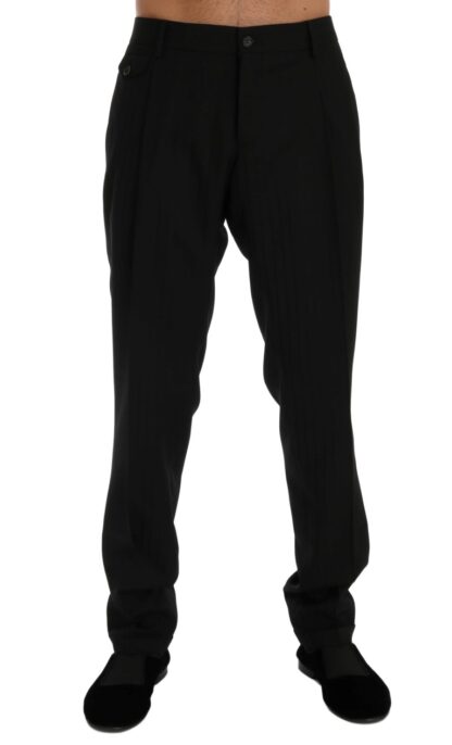 Dolce & Gabbana - Elegant Black Striped Straight Fit Dress Pants