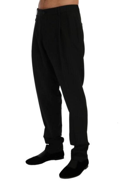 Dolce & Gabbana - Elegant Black Striped Straight Fit Dress Pants