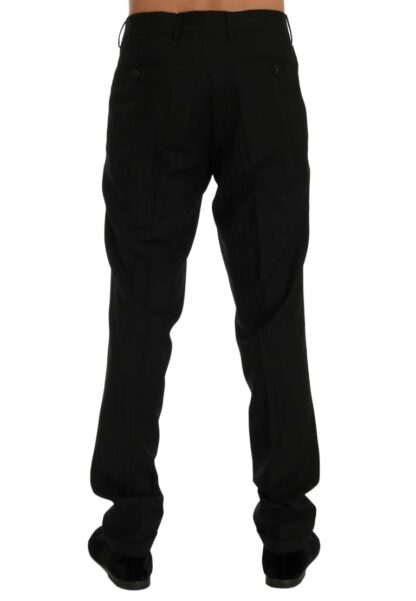 Dolce & Gabbana - Elegant Black Striped Straight Fit Dress Pants