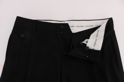 Dolce & Gabbana - Elegant Black Striped Straight Fit Dress Pants