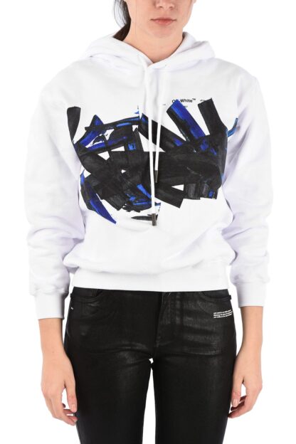 Off-White - Graphic Print Cotton Hooded Sweatshirt