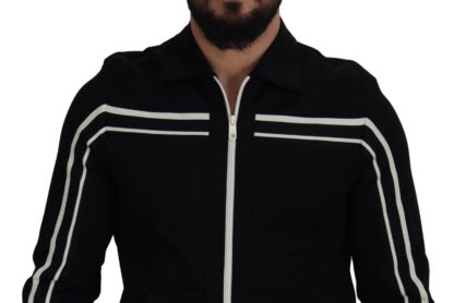 Dolce & Gabbana - Elegant Full Zip Black and White Sweater