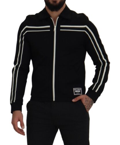 Dolce & Gabbana - Elegant Full Zip Black and White Sweater