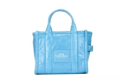 Marc Jacobs - The Shiny Crinkle Mini Tote Air Blue Leather Crossbody Handbag Purse