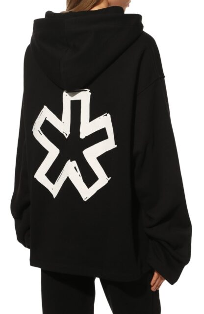 Comme Des Fuckdown - Black Cotton Hooded Sweatshirt with Bold Prints