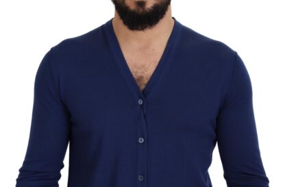 Dolce & Gabbana - Elegant Virgin Wool Blue Cardigan Sweater