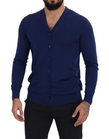 Dolce & Gabbana - Elegant Virgin Wool Blue Cardigan Sweater