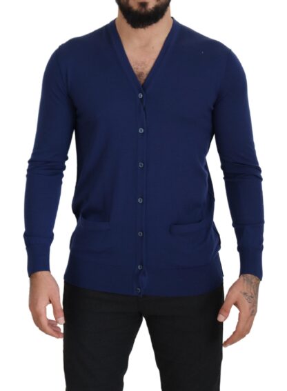 Dolce & Gabbana - Elegant Virgin Wool Blue Cardigan Sweater