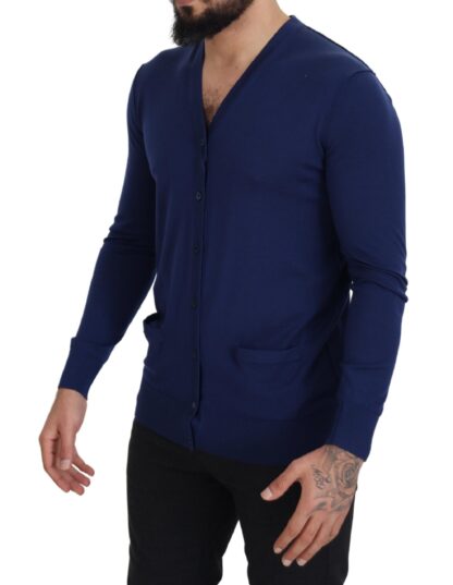 Dolce & Gabbana - Elegant Virgin Wool Blue Cardigan Sweater