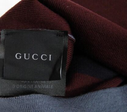 Gucci - Unisex Burgundy Blue Wool Beanie Medium Knit Cap