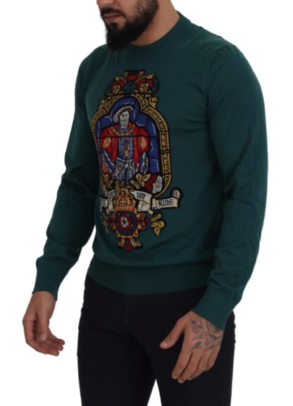 Dolce & Gabbana - Regal Green Wool-Silk Blend Crewneck Sweater