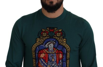 Dolce & Gabbana - Regal Green Wool-Silk Blend Crewneck Sweater