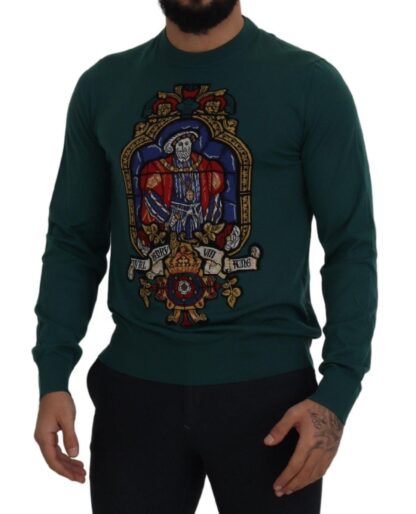 Dolce & Gabbana - Regal Green Wool-Silk Blend Crewneck Sweater