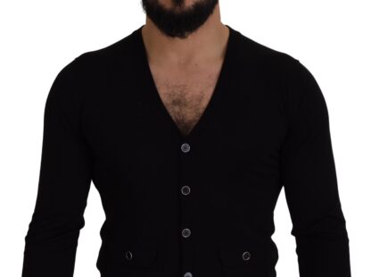 Dolce & Gabbana - Elegant Wool Buttoned Black Cardigan