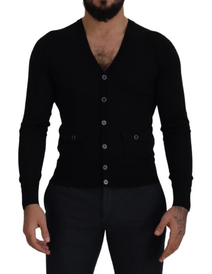 Dolce & Gabbana - Elegant Wool Buttoned Black Cardigan